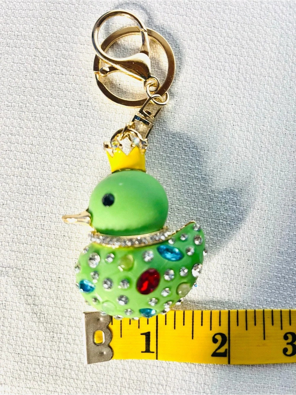 Crowned Duck with Rhinestone Accents Bag Charm Keyring - New - Picture 4 of 5